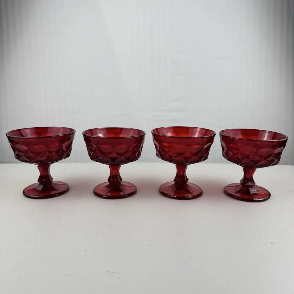 Noritake Perspective Ruby Red Champagne Tall Sherbet Desert Glass Goblet *Glows*